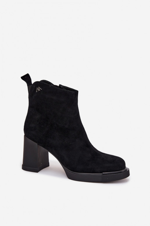 Suede Leather Women's Ankle Boots Vinceza 91142 Black Suede Leather Women's Ankle Boots Vinceza 91142 Black