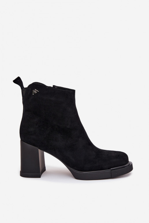 Suede Leather Women's Ankle Boots Vinceza 91142 Black Suede Leather Women's Ankle Boots Vinceza 91142 Black