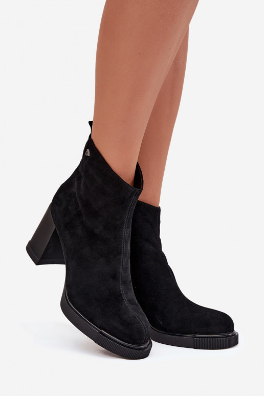 Suede Leather Women's Ankle Boots Vinceza 91142 Black Suede Leather Women's Ankle Boots Vinceza 91142 Black