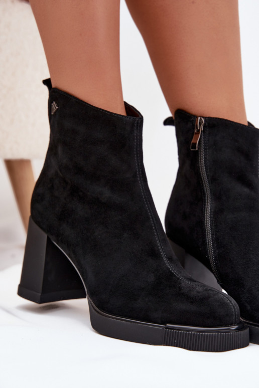 Suede Leather Women's Ankle Boots Vinceza 91142 Black Suede Leather Women's Ankle Boots Vinceza 91142 Black