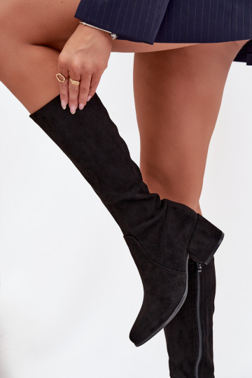 Women's Low Heel Eco Suede Boots Sergio Leone KZ212 Black