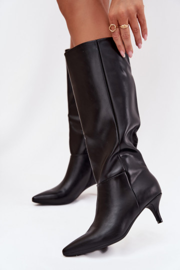 Women's boots with low heel lined with eco leather black Marcellia