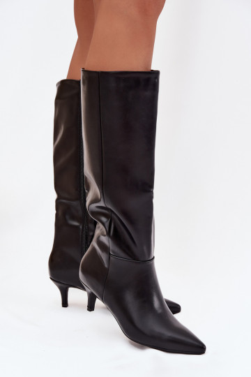 Women's boots with low heel lined with eco leather black Marcellia 2