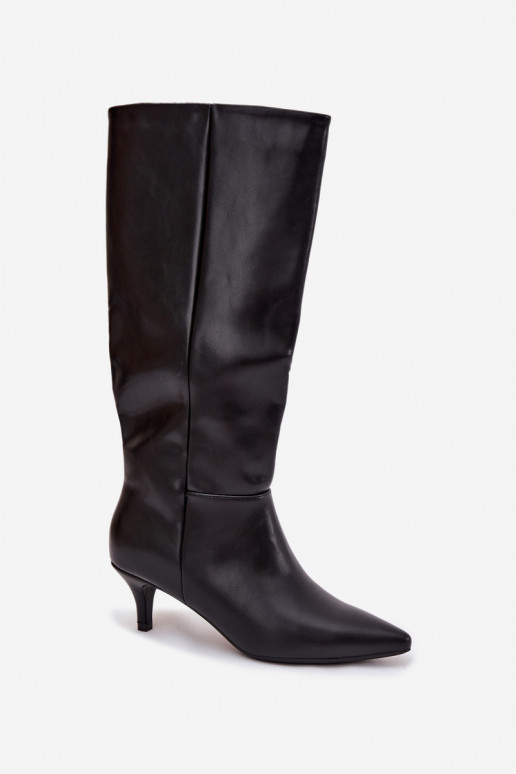 Women's boots with low heel lined with eco leather black Marcellia