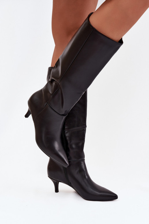 Women's boots with low heel lined with eco leather black Marcellia