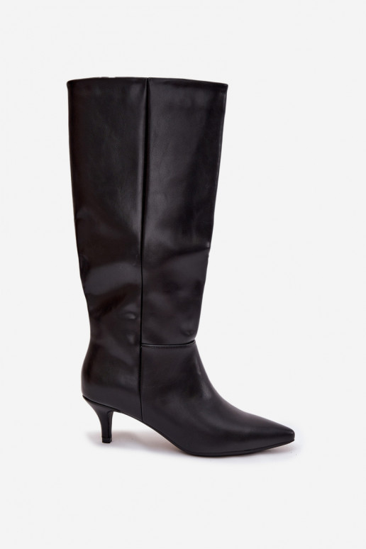 Women's boots with low heel lined with eco leather black Marcellia