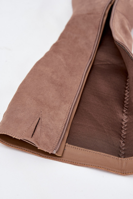 Kozaki Damskie Na Słupku Ze Złotym Elementem Beżowe Nivarae