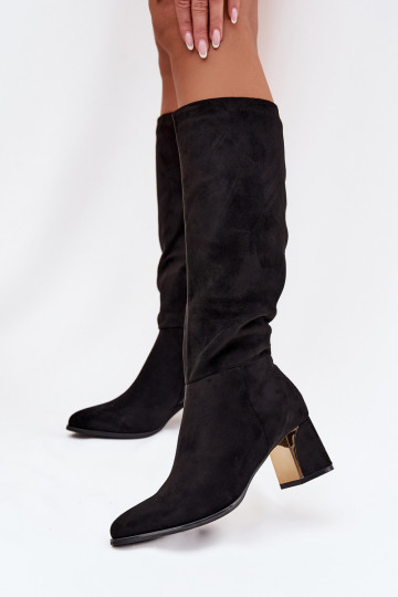 Women's Heeled Boots With Gold Element Black Nivarae 2