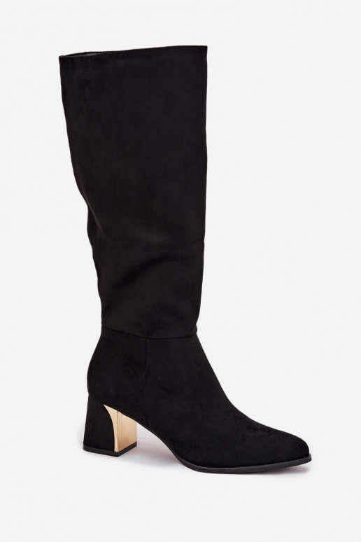 Women's Heeled Boots With Gold Element Black Nivarae