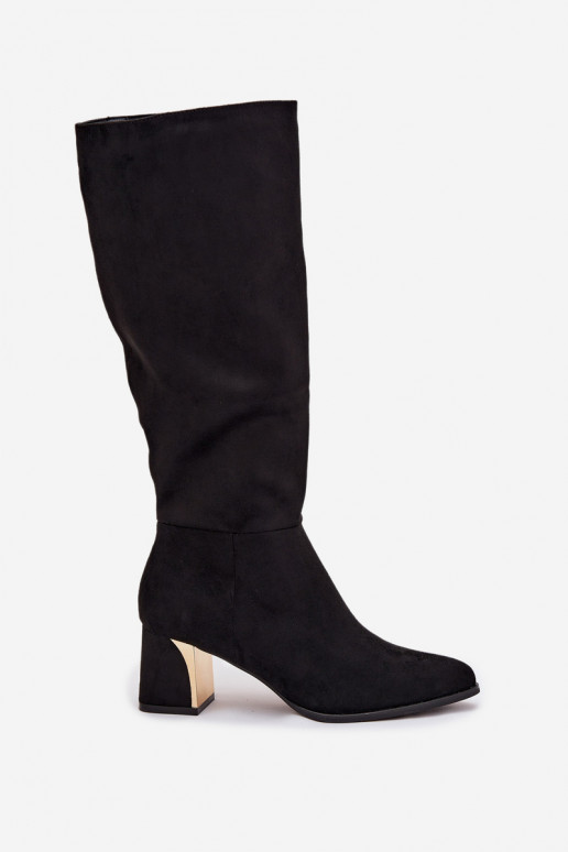 Women's Heeled Boots With Gold Element Black Nivarae