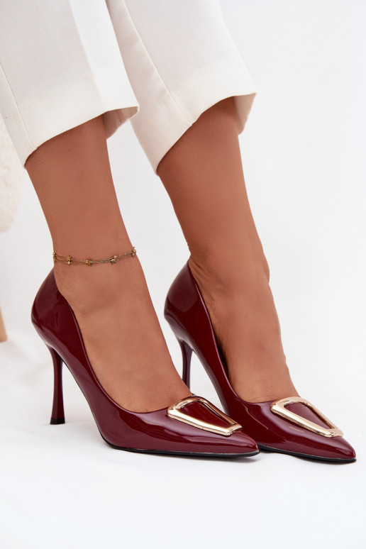 Patent leather heels with gold detail Bordeaux Paivelle Patent leather heels with gold detail Bordeaux Paivelle
