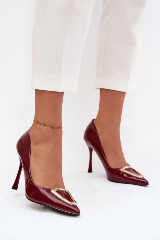 Patent leather heels with gold detail Bordeaux Paivelle Patent leather heels with gold detail Bordeaux Paivelle