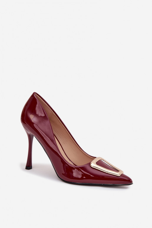 Patent leather heels with gold detail Bordeaux Paivelle Patent leather heels with gold detail Bordeaux Paivelle