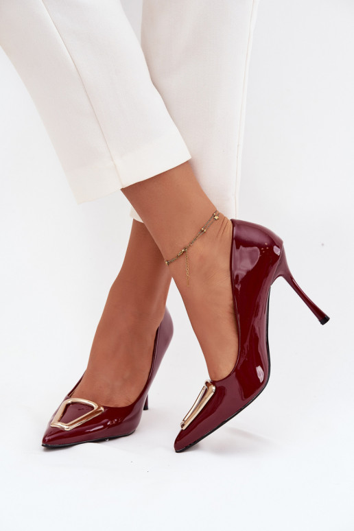 Patent leather heels with gold detail Bordeaux Paivelle Patent leather heels with gold detail Bordeaux Paivelle