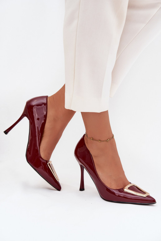 Patent leather heels with gold detail Bordeaux Paivelle Patent leather heels with gold detail Bordeaux Paivelle