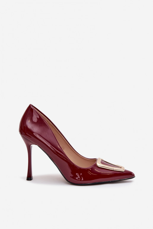 Patent leather heels with gold detail Bordeaux Paivelle Patent leather heels with gold detail Bordeaux Paivelle