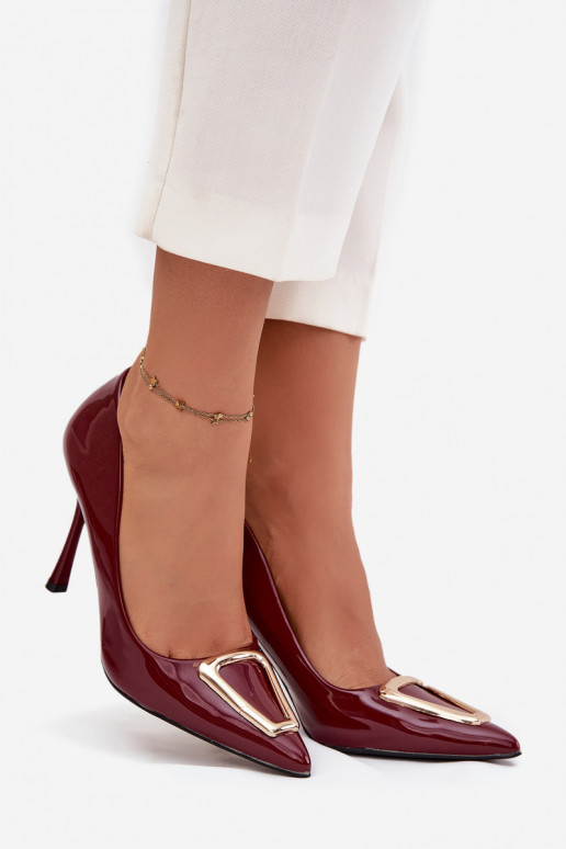 Patent leather heels with gold detail Bordeaux Paivelle Patent leather heels with gold detail Bordeaux Paivelle