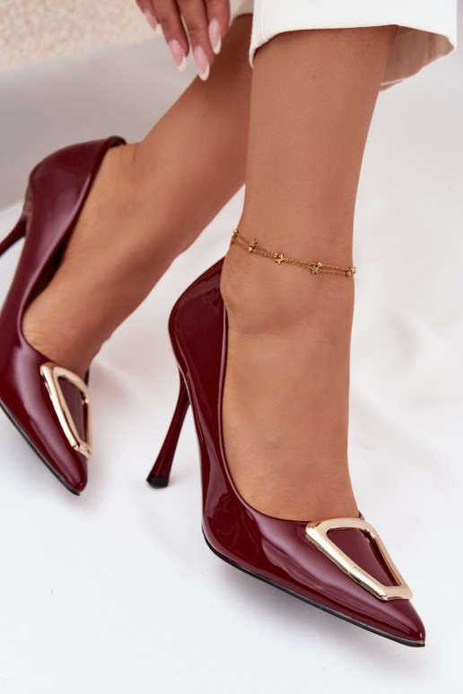 Patent leather heels with gold detail Bordeaux Paivelle Patent leather heels with gold detail Bordeaux Paivelle