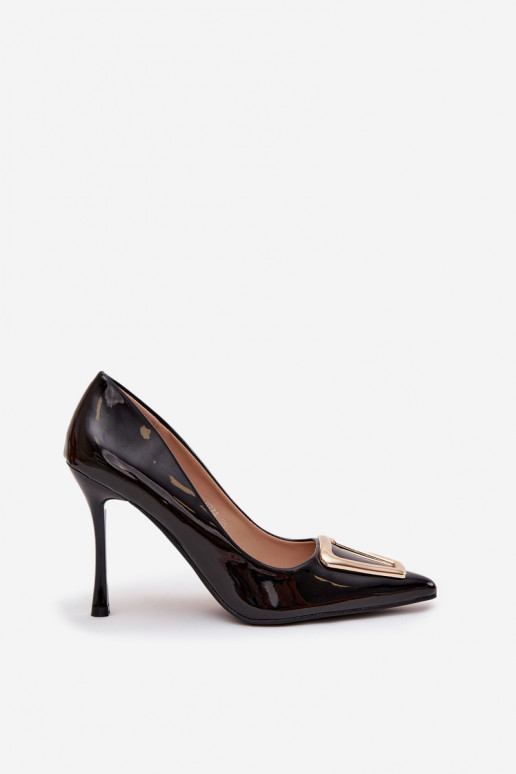 Patent leather heels with gold detail black Paivelle Patent leather heels with gold detail black Paivelle