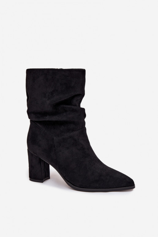 Women's Ankle Boots with Ruching Heeled Warm Black Amelise Women's Ankle Boots with Ruching Heeled Warm Black Amelise