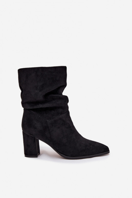 Women's Ankle Boots with Ruching Heeled Warm Black Amelise Women's Ankle Boots with Ruching Heeled Warm Black Amelise