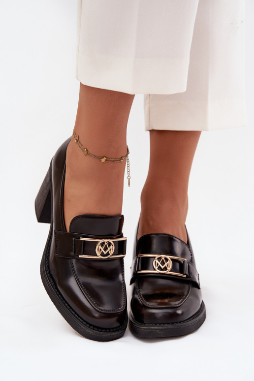 Women's Low Shoes with Heel with Gold Detail Chocolate Privelle Women's Low Shoes with Heel with Gold Detail Chocolate Privelle