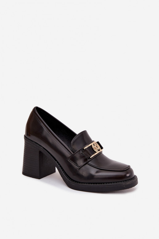 Women's Low Shoes with Heel with Gold Detail Chocolate Privelle Women's Low Shoes with Heel with Gold Detail Chocolate Privelle