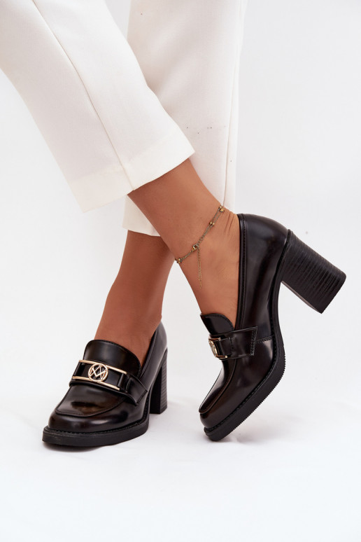 Women's Low Shoes with Heel with Gold Detail Chocolate Privelle Women's Low Shoes with Heel with Gold Detail Chocolate Privelle