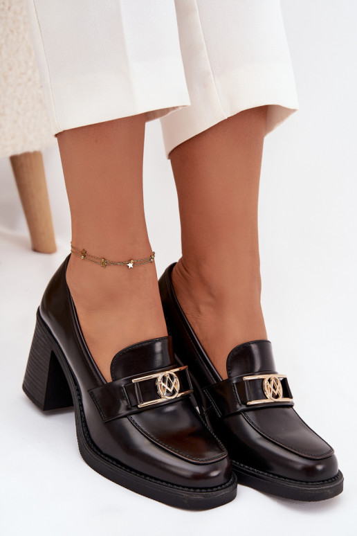 Women's Low Shoes with Heel with Gold Detail Chocolate Privelle Women's Low Shoes with Heel with Gold Detail Chocolate Privelle