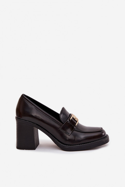 Women's Low Shoes with Heel with Gold Detail Chocolate Privelle Women's Low Shoes with Heel with Gold Detail Chocolate Privelle