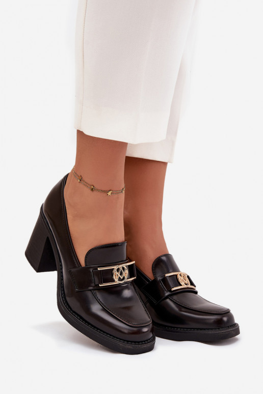 Women's Low Shoes with Heel with Gold Detail Chocolate Privelle Women's Low Shoes with Heel with Gold Detail Chocolate Privelle