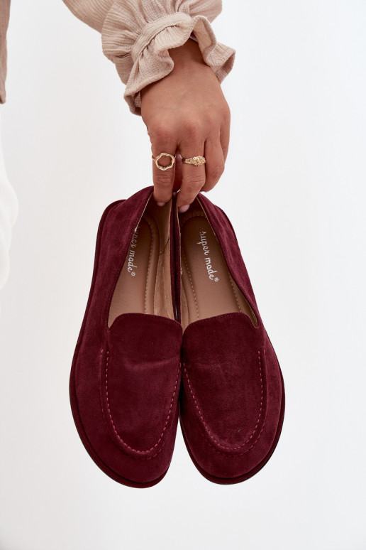 Women's Loafers Made of Eco Suede Flat Bordeaux Miryelle
