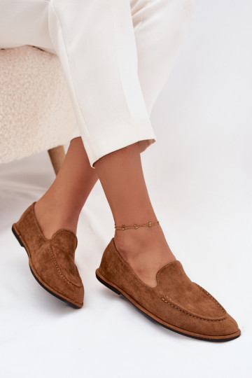 Women's Loafers Made of Eco Suede Flat Camel Miryelle