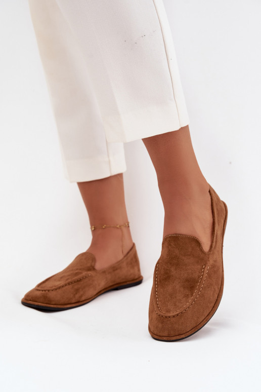 Women's Loafers Made of Eco Suede Flat Camel Miryelle