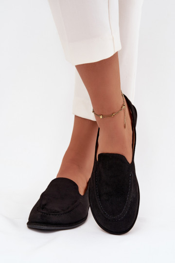 Women's Eco Suede Flat Black Moccasins Miryelle