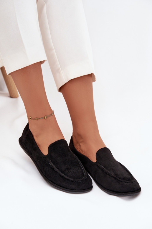 Women's Eco Suede Flat Black Moccasins Miryelle