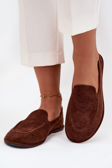 Women's Loafers From Eco Suede Flat Brown Miryelle 2