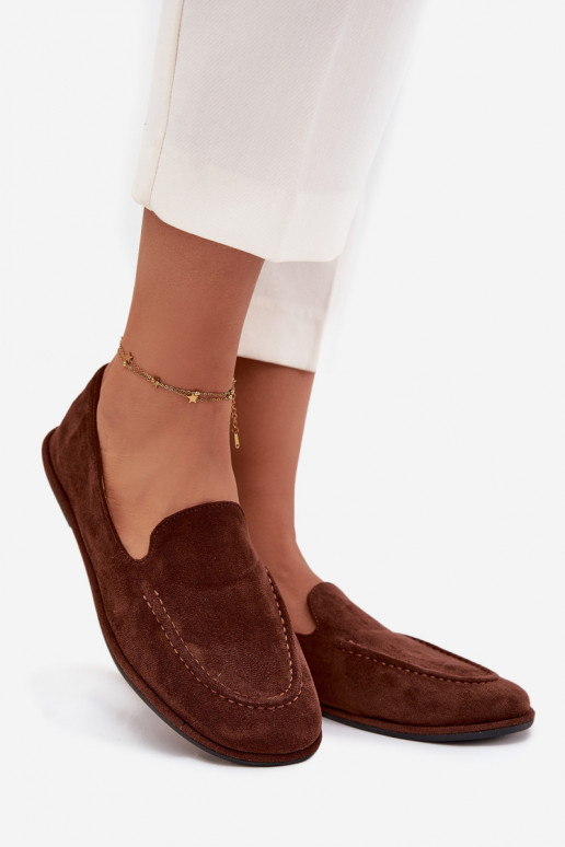 Women's Loafers From Eco Suede Flat Brown Miryelle
