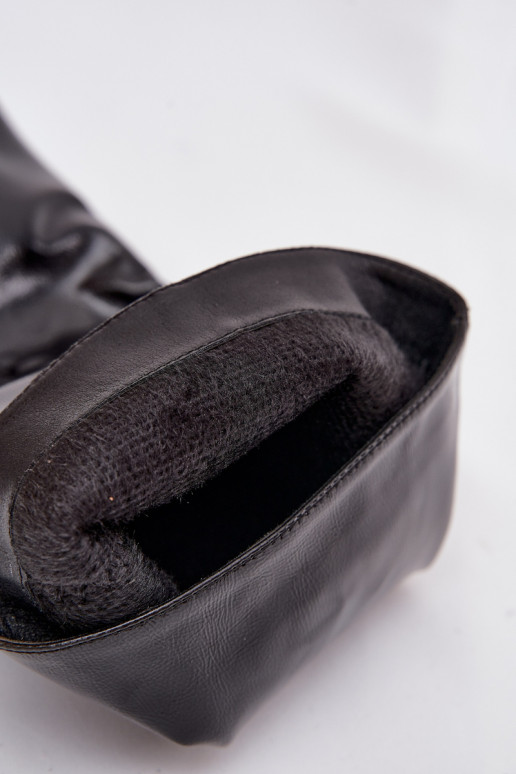 Patent leather women's boots with low heel black Mireva