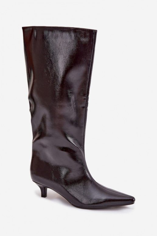 Patent Leather Women's Boots Low Heel Bordeaux Mireva Patent Leather Women's Boots Low Heel Bordeaux Mireva