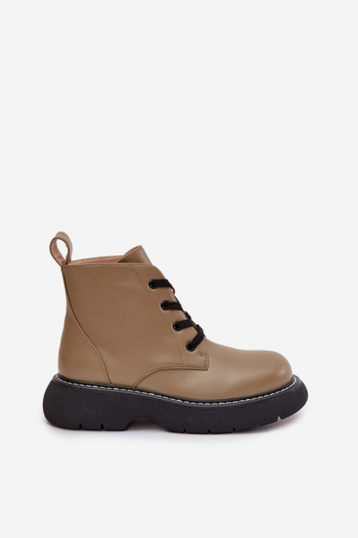 Insulated Women's Boots On Platform Lace Up Green Harmine Insulated Women's Boots On Platform Lace Up Green Harmine
