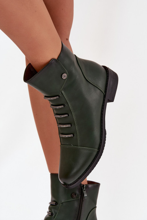 Insulated women's boots with flat heel green Labise Insulated women's boots with flat heel green Labise