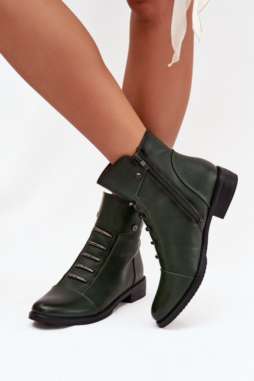 Insulated women's boots with flat heel green Labise Insulated women's boots with flat heel green Labise