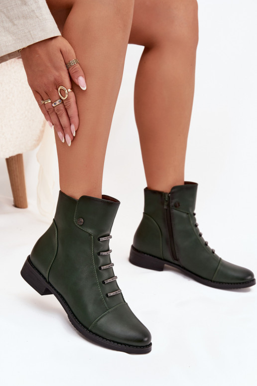 Insulated women's boots with flat heel green Labise Insulated women's boots with flat heel green Labise