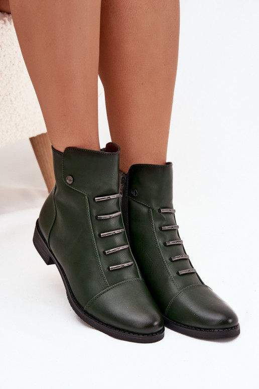 Insulated women's boots with flat heel green Labise Insulated women's boots with flat heel green Labise