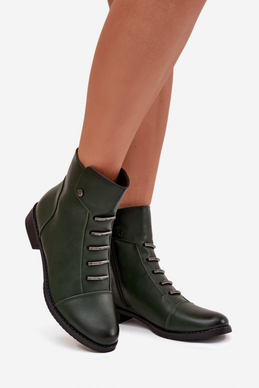Insulated women's boots with flat heel green Labise Insulated women's boots with flat heel green Labise