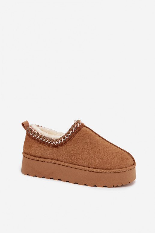 Low Women's Snow Boots with Embroidery on Platform Camel Taliah Low Women's Snow Boots with Embroidery on Platform Camel Taliah