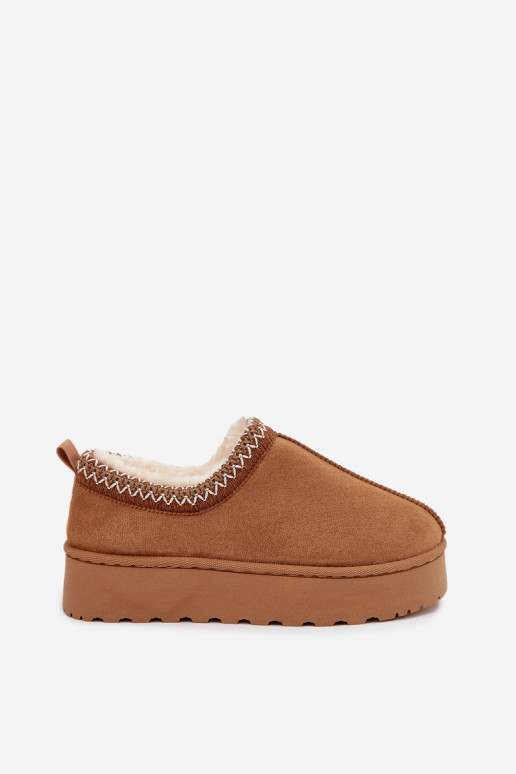 Low Women's Snow Boots with Embroidery on Platform Camel Taliah Low Women's Snow Boots with Embroidery on Platform Camel Taliah