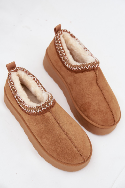 Low Women's Snow Boots with Embroidery on Platform Camel Taliah Low Women's Snow Boots with Embroidery on Platform Camel Taliah