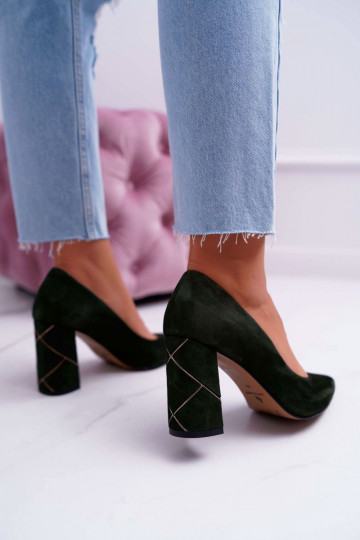 Women's Laura Messi Suede Olive 2050 pumps 2